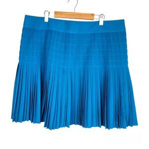 J.Crew Factory Pleated Mini Skirt 14 NWT Teal Blue Flare A-Line Academic Career